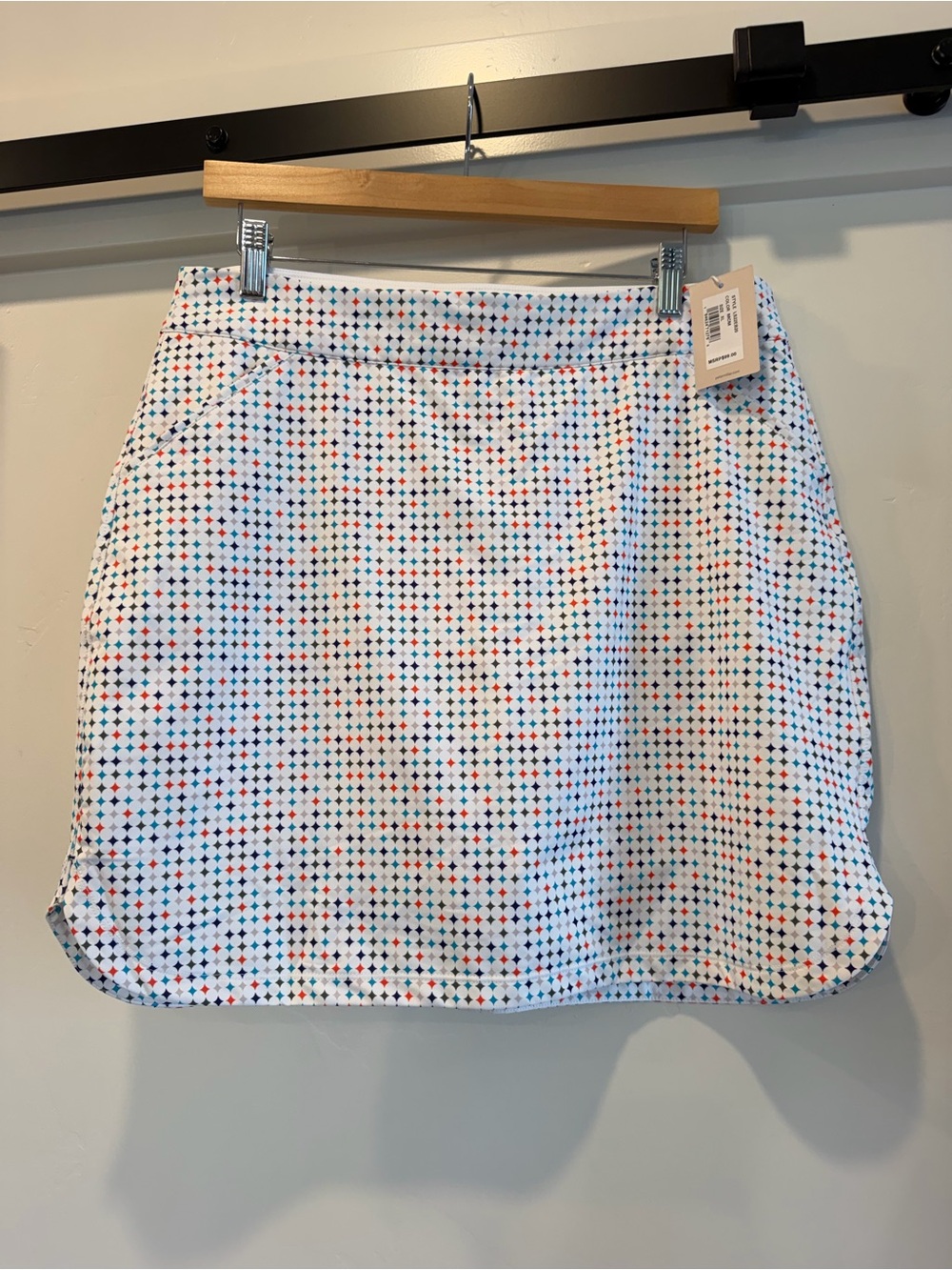 Peter Millar White Mini Skirt with Multi-Color Diamond Print